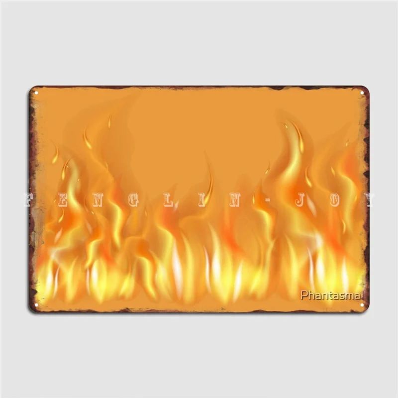 

Yellow-Orange Open Fire Metal Sign Cinema Living Room Wall Designing Wall Decor Tin Sign Poster