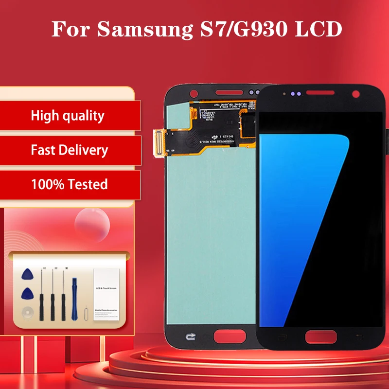

ЖК-дисплей для Samsung Galaxy S7 G930, сенсорный экран с дигитайзером в сборе, с OLED-дисплеем, G930F, G930FD, G930W8, G930FD, с инструментами, 1 шт.