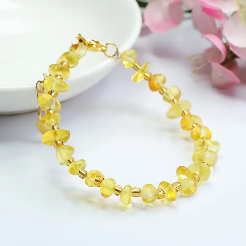 

Natural Amber Bracelet Women Healing Gemstone Fine Jewelry Accessories Genuine Baltic Gold Ambers Tumbled Stone Bracelets Bangle