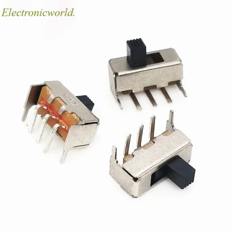 20pcs SS12F23 переключатель горизонтального стандарта 4 мм 5-футовый переключатель 1P2T SPDT Миниатюрный переключатель слайдов