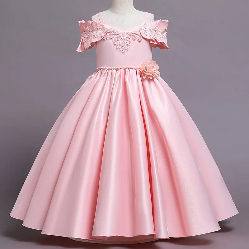 

Милое детское платье принцессы 2022, костюм для выступления на день рождения, свадьбу, вечеринку, бальное платье, детский белый костюм для кре...