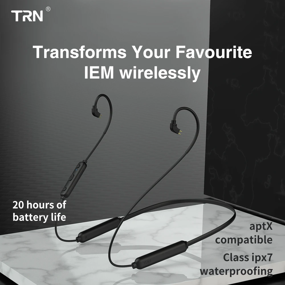 

TRN BT3S Wireless Bluetooth-compatible 5.0 APT-X Cable HIFI Earphone 2Pin/MMCX/A2DC Headphone Bluetooth Cable For TRN V90/IM2