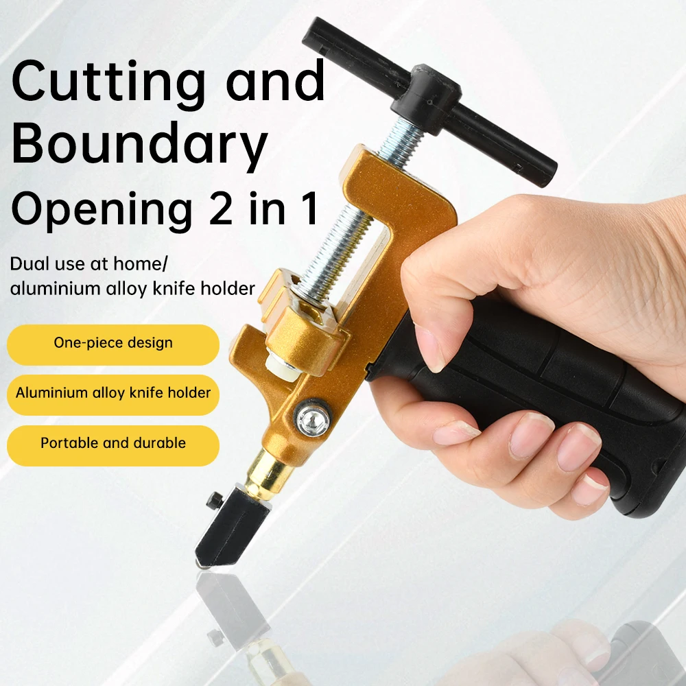 

2IN1 гранильный открывалка для стекла, портативная ручка, ручной съемный нож для экономии усилий, легированная сталь, ABS, стекло, инструменты для резки плитки