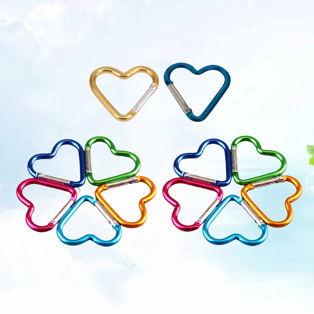 

12pcs Climbing Button Carabiner Heart Shape Heteromorphism Mountaineering Hook Outdoor Supplies for Men Women (Random Color)