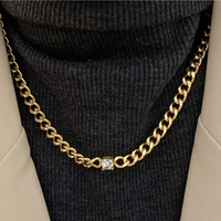 cuban design titanium steel neck chain kpop choker necklace gold color jewelry hip hop pendant collar for women