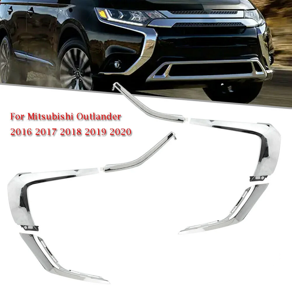 

For 2016-2020 Mitsubishi Outlander Sport RVR ASX Chrome Front Bumper Moulding Strip Trim Lower Middle Upper LH RH Fog Light