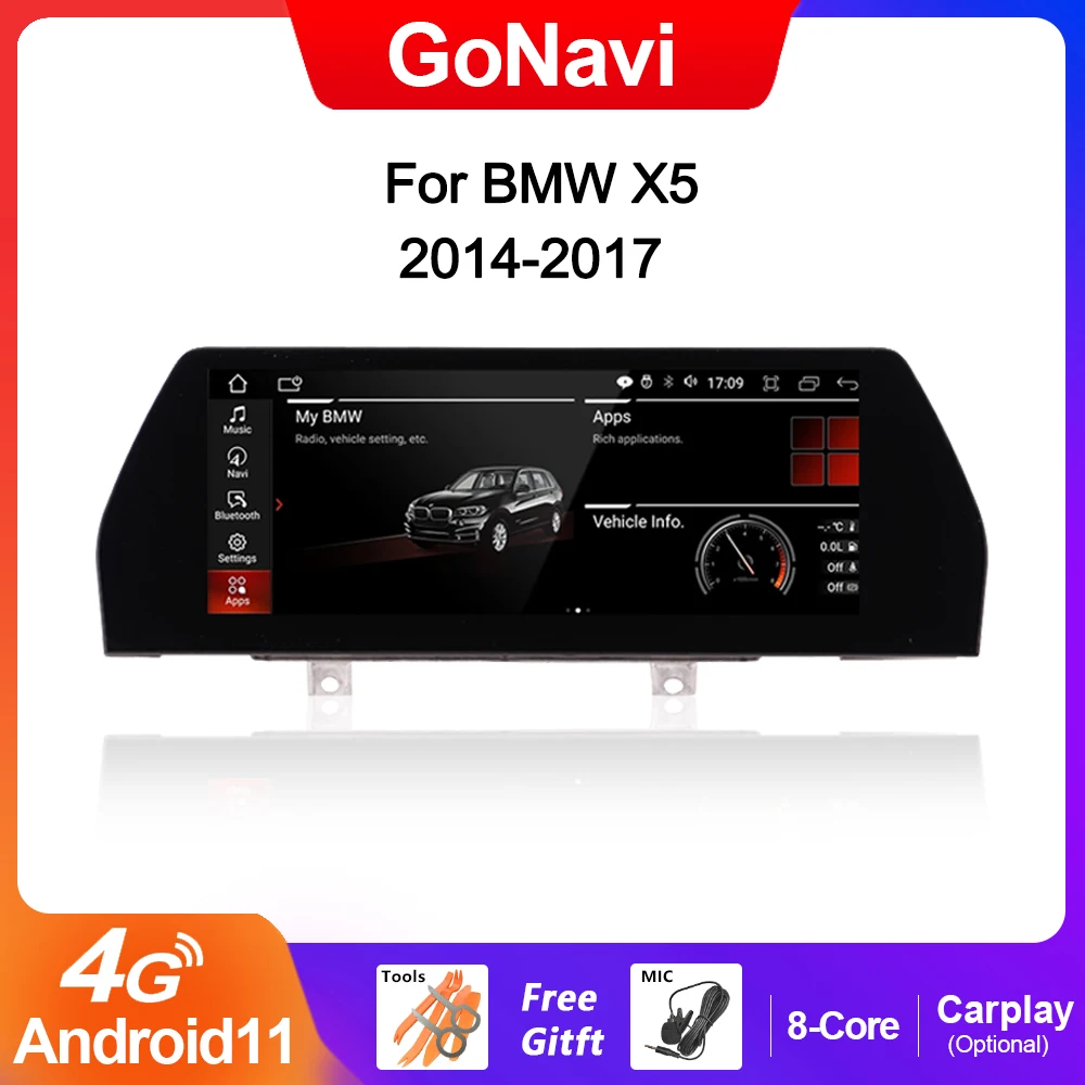 

Автомобильный мультимедийный плеер GoNavi 12,3 дюймов 8G + 128G Android 11 для BMW X5 система NBT Радио 2014-2017 GPS навигация автомобильное радио CarPlay