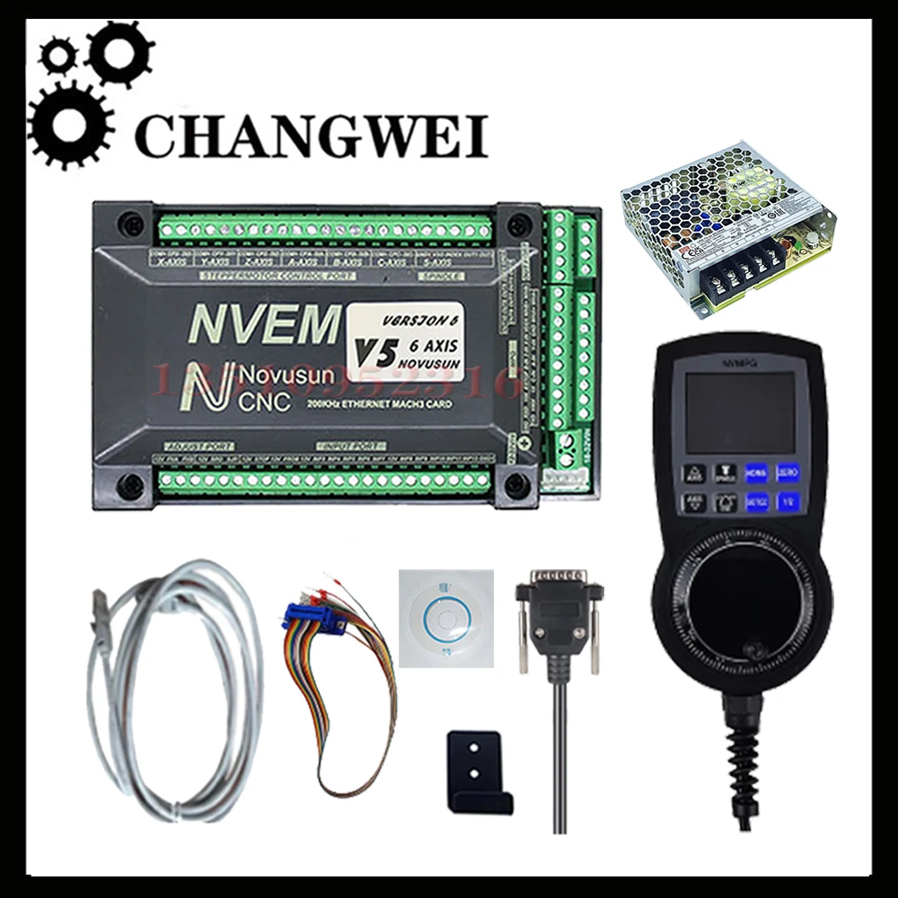 

Nvem Mach3 карта управления Ethernet 200k импульсный сигнал 3/4/5/6 осевой ЧПУ контроллер + цифровой дисплей ручной сигнал Mpg + 75w24v