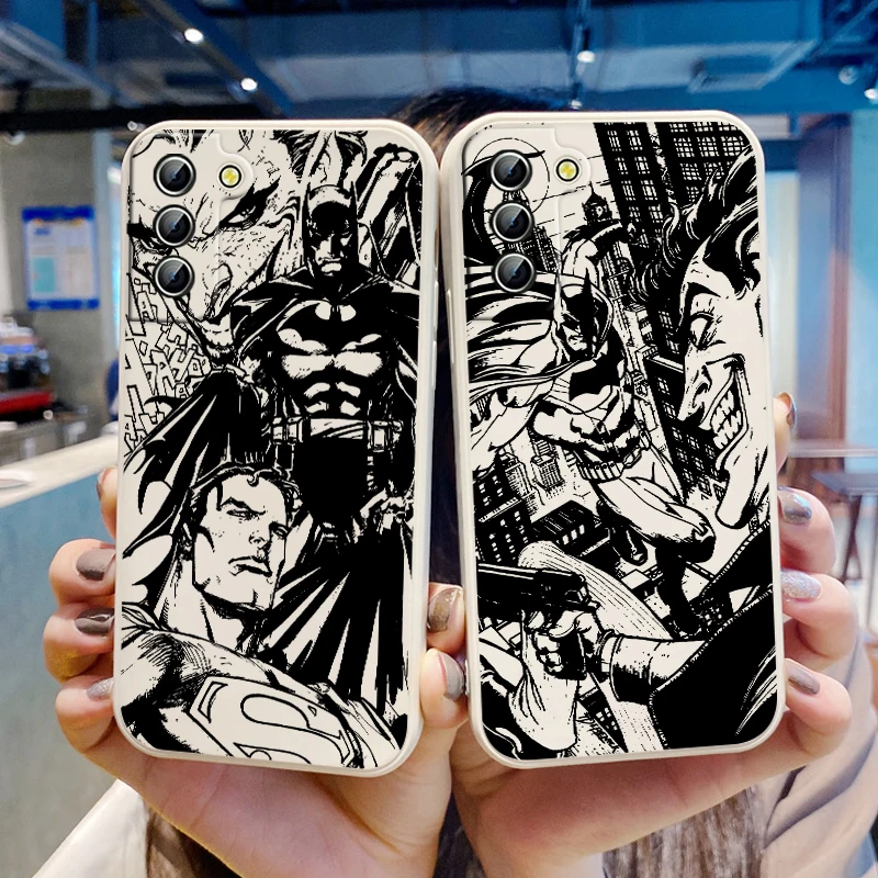 

Black Batman Superman Clown Phone Case For Samsung Galaxy S23 S22 S21 S20 Pro FE S10 Note 20 Plus Ultra Liquid Rope Cover