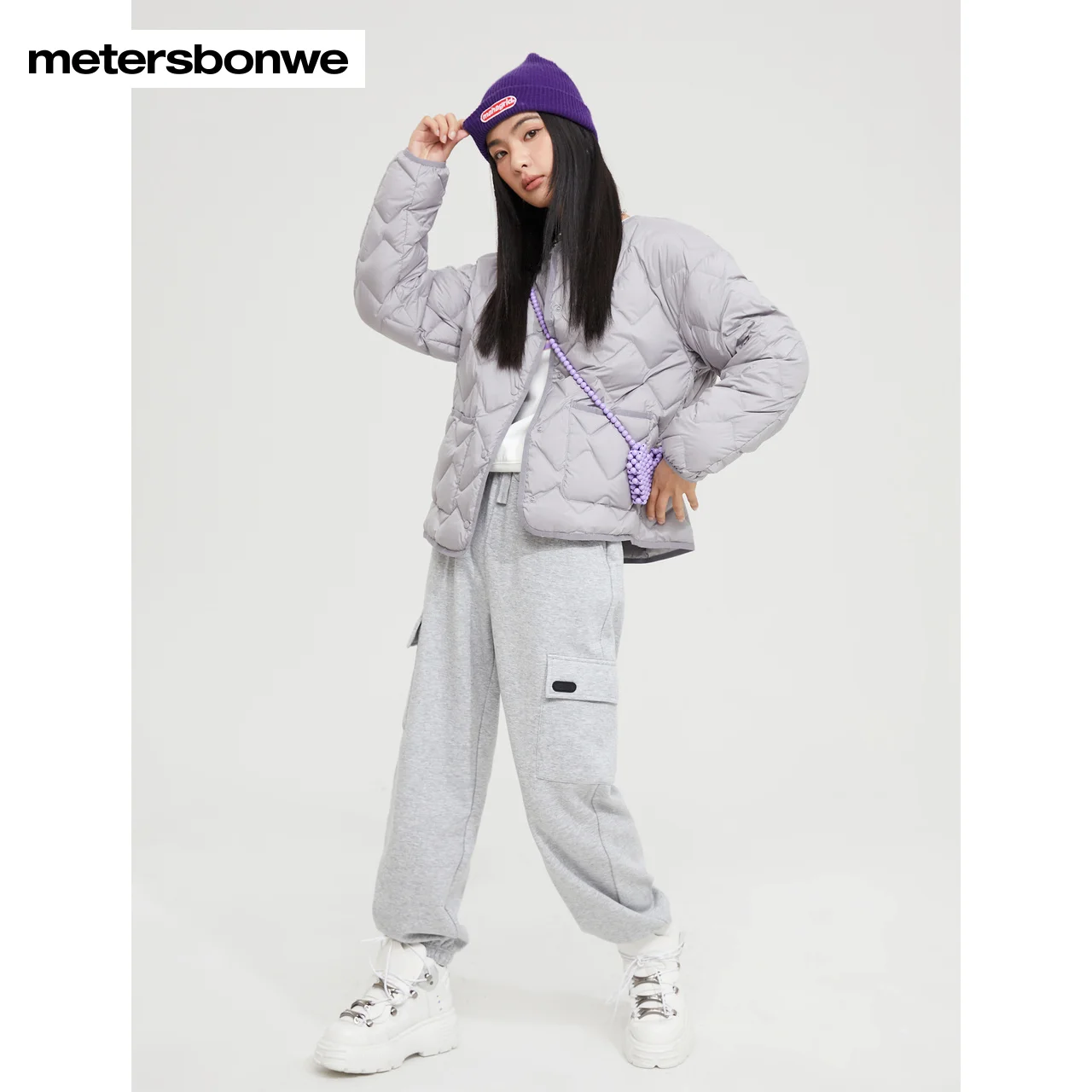 Metersbonwe Women's 22New Collarless Ultra Light Down Jacket Solid Color 90%Duck Down Warm Wear Loose Short Winter Down Jacket