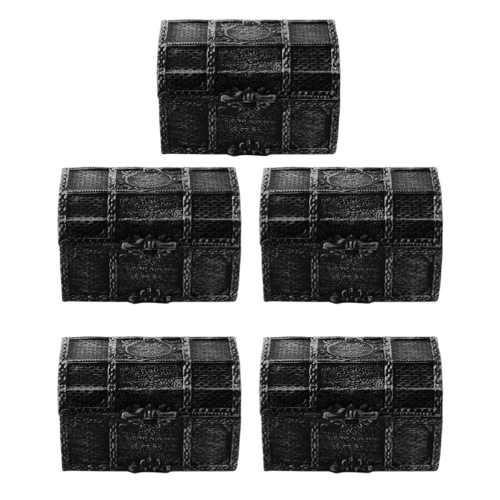 

Treasure Pirate Box Kidsparty Forcosplayplastic Jewelry Boxes Keepsake Black Golden Storage Coinmini Vintage Classroom Prizes
