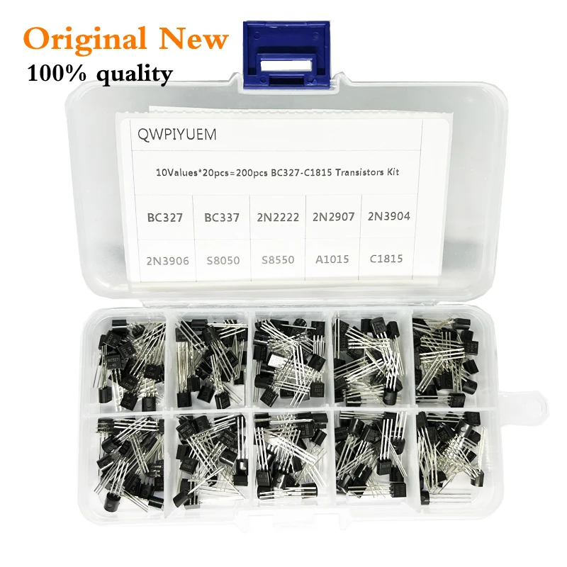 Transistor Assortment Kit 10value 200PCS BC337 BC327 2N2222 2N2907 2N3904 2N3906 S8050 S8550 A1015 C1815 Transistors box pack |