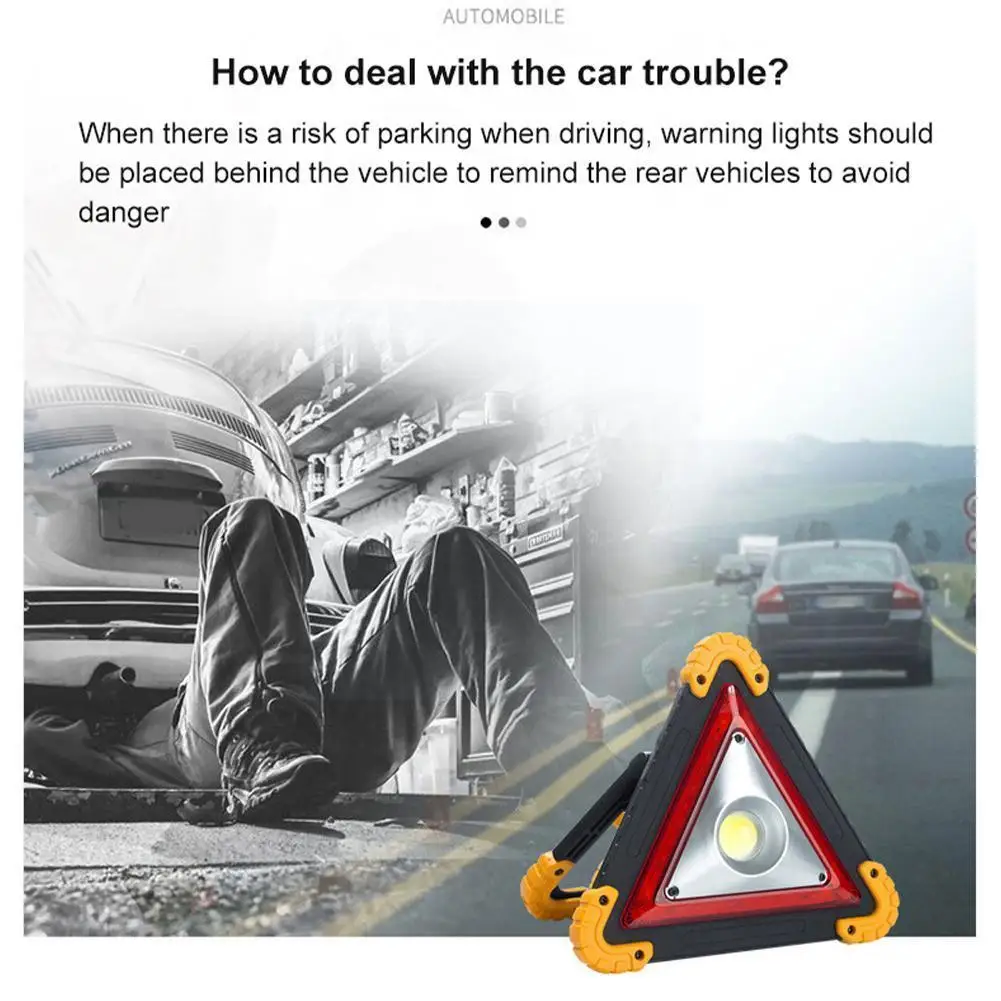 

Car Emergency Light 2 Modes Rechargeable LED Warning Hazard Trilight Triangle for Vehicle Breakdown Car Safety Kits Accesso U5R0