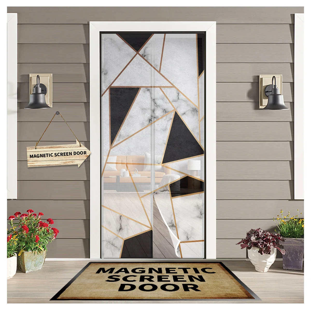 

Мраморная текстура белая черная квадратная занавеска для кухонной двери противомоскитная занавеска на окно для спальни Магнитная дверная ...