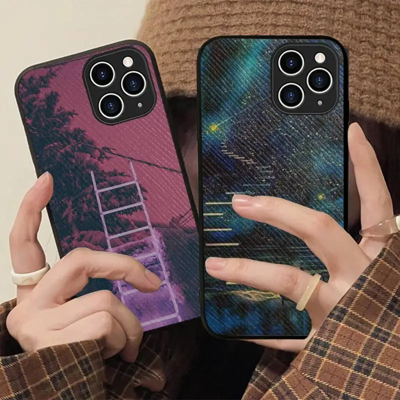 

High ladder Phone Case Hard Leather Case for iPhone 11 12 13 Mini Pro Max 8 7 Plus SE 2020 X XR XS Coque