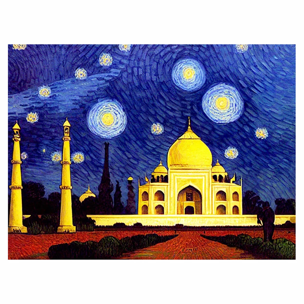 KAMYYI DIY Diamond Painting TAJ MAHAL BY VAN GOGH Cross Diamond Embroidery Painting Full Diamond Mosaic Home Decor Gift