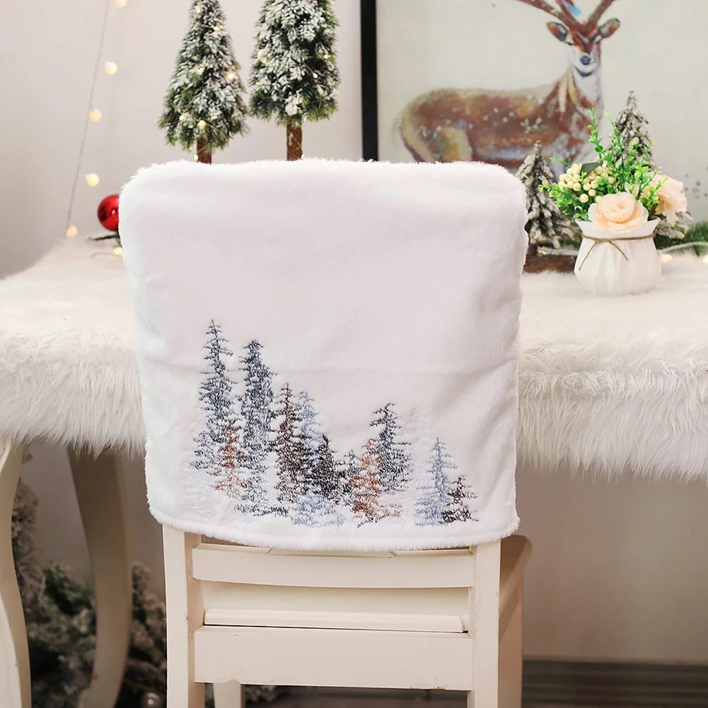 

Slipcovers Chair Cover Christmas Tree Dining Seat Lovely Party Santa Snowflake Theme 1pcs 47*46*0.4CM Brushed Cloth