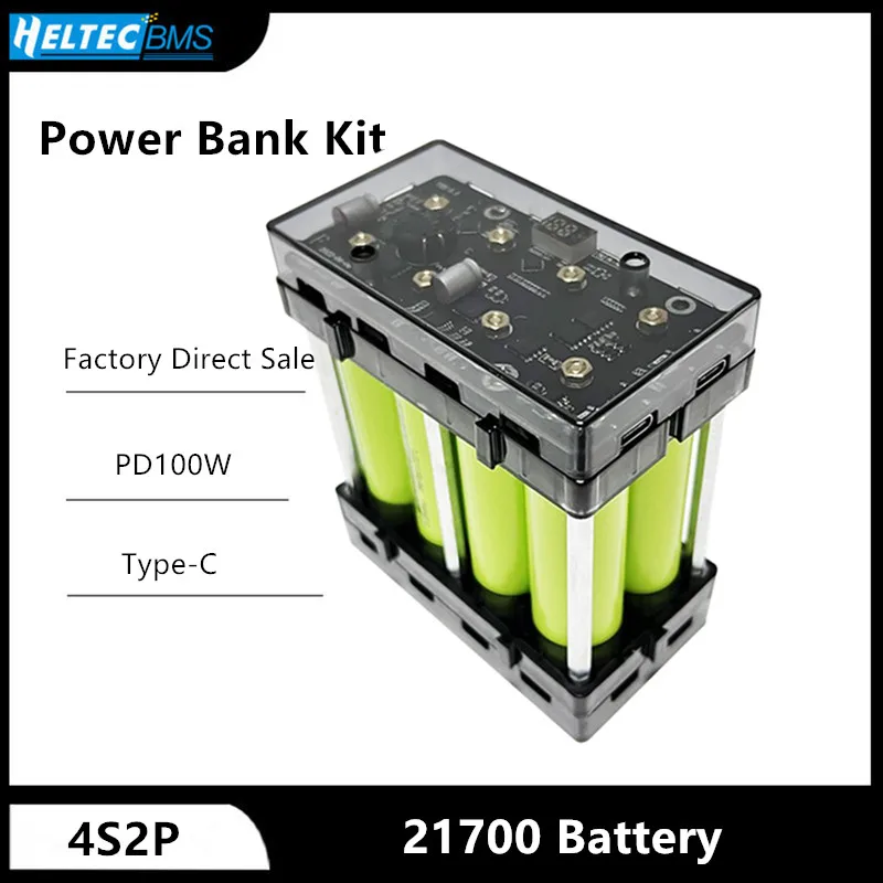 

DIY 4S2P 100W 21700 Battery Power Bank Holder 40000mAh Detachable Solderless Power Bank Type C