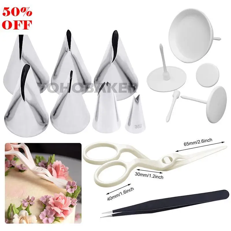 

13PCS Rose Leaf Cake Tips Set Cream Decoration Icing Piping Pastry Nozzles Cupcake Decorating Tool Bakeware Tools for Cakes