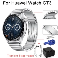 titanium watchband watch protective case for huawei watch gt3 46mm titanium metal strap for huawei gt 3 wrist band with box