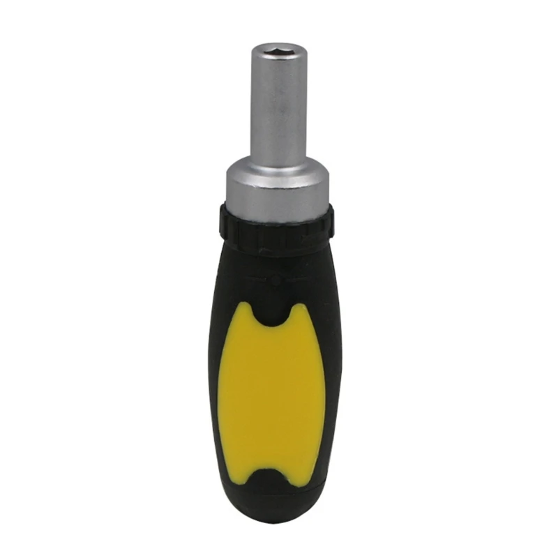 

Ratchet Screwdriver Handle Ratchet Stubby Screwdriver Chuck Hand Tools with Internal 1/4" Hex Socket Tool