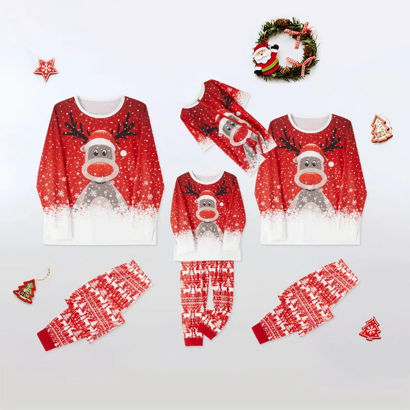 

2023 Christmas Pajama set Family Nightwear Women Men Child Santa Claus Printed Long Sleeved Trousers Christmas Home Clothes