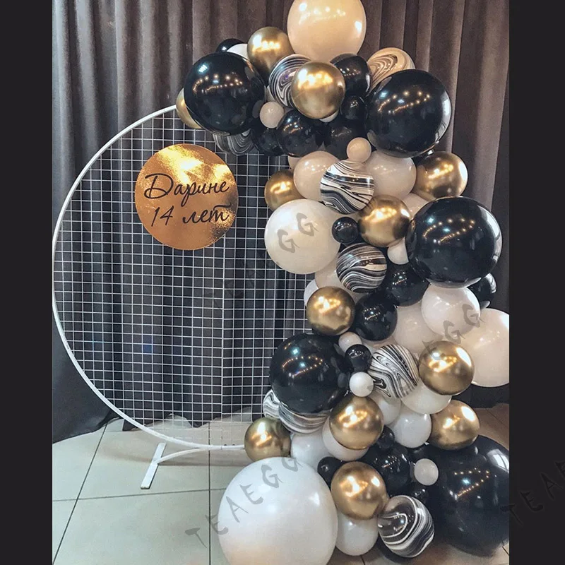 

Черно-белые воздушные шары в форме арки, металлические, золотые, латексные шары, аксессуары для украшения дня рождения
