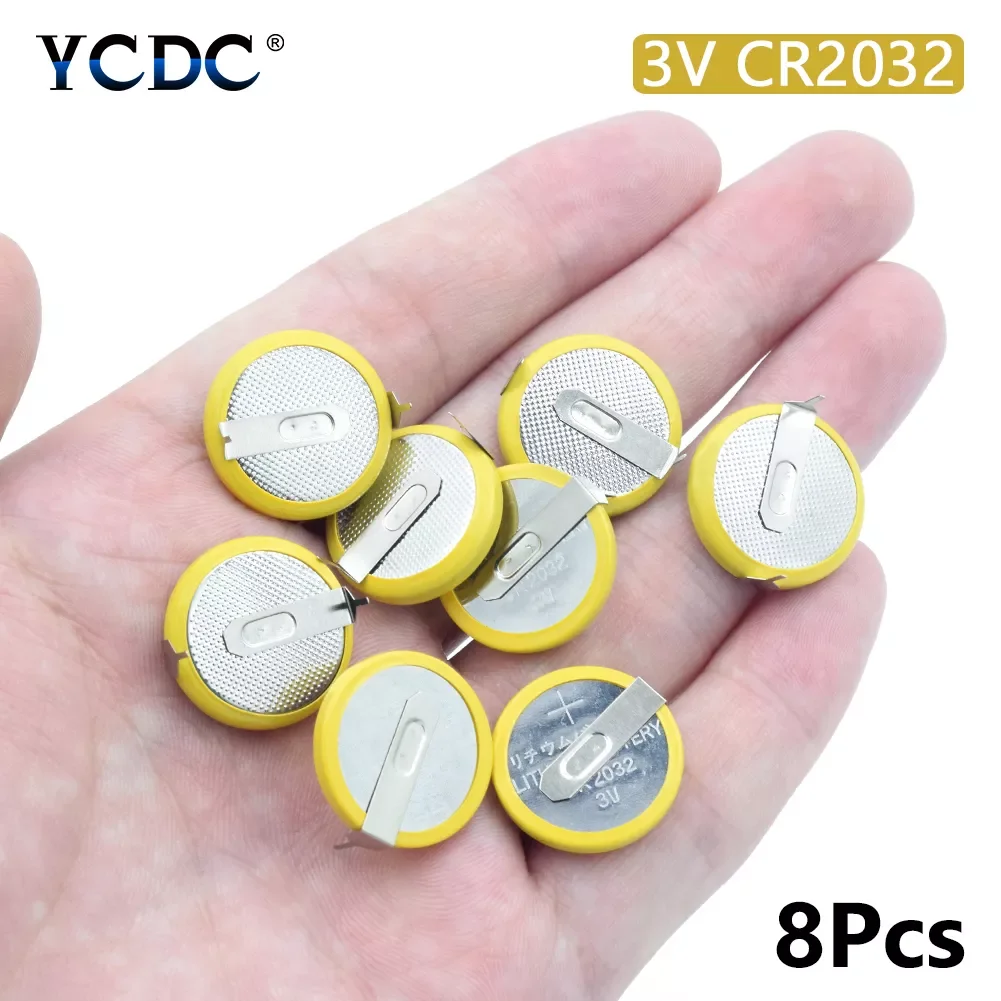 

NEW 8pcs/lot CR2032 Tabs Solder Foot Soldering Welding Battery Coin Batteries 210mAh 3V Button 2032 Cell Battery Factory Price