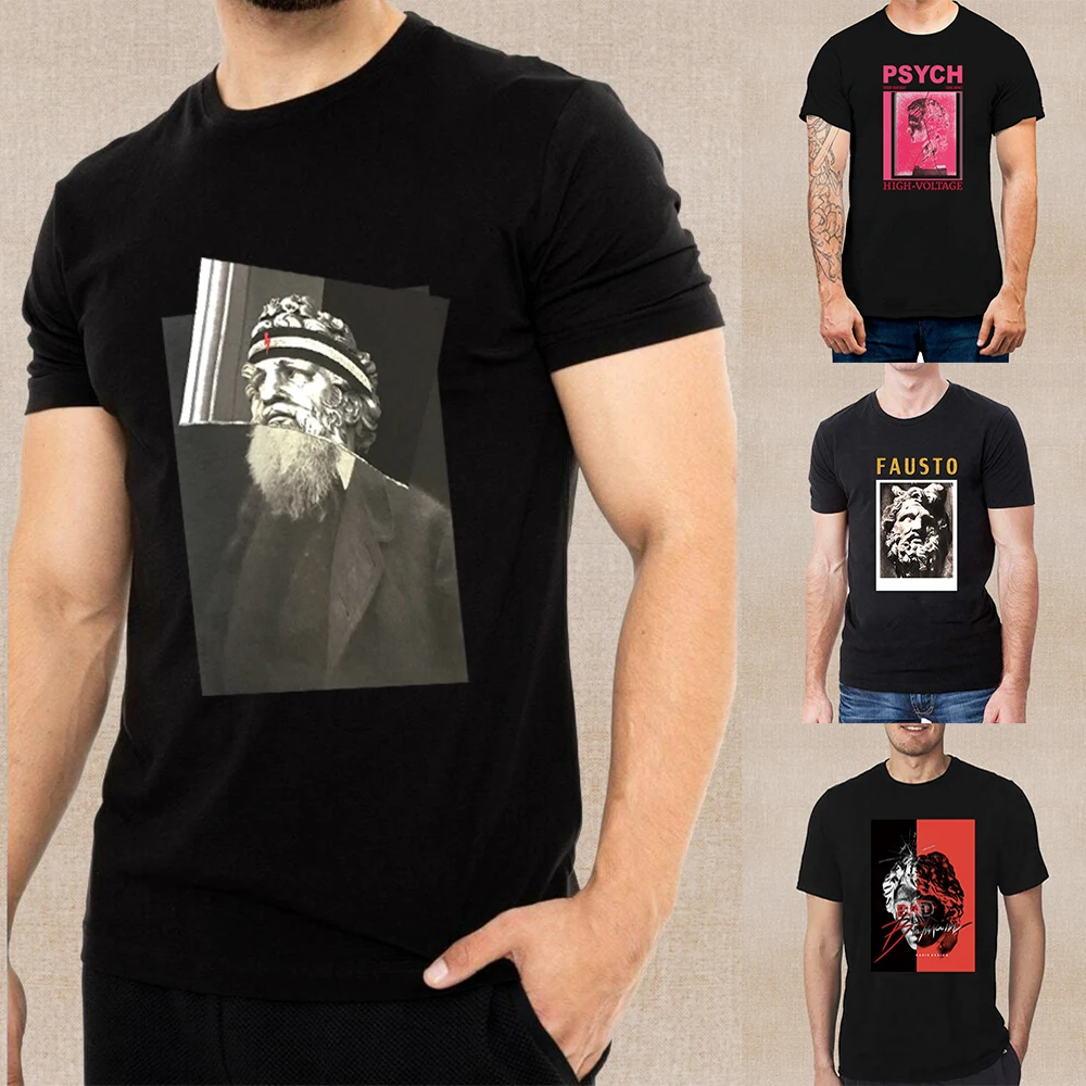 

T-shirt Summer Men's Sculpture Pattern O-neck Short-Sleeved Casual Men T-shirt Male Breathable Commuter Streetwear New Pullover