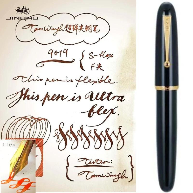 Фото Ручка-перо Jinhao 9019 Super Elastic Flex с гибким наконечником для скетчинга, рисования цветов, круглой и готической каллиграфии, школьные принадлежности, канцтовары №4