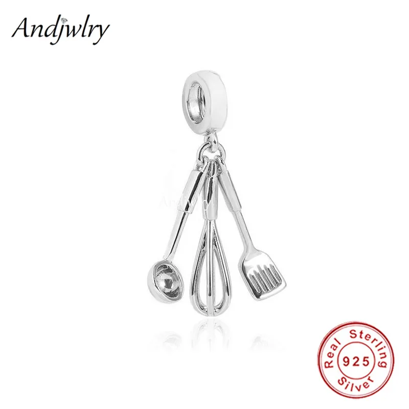 

Fit Bracelet Charms Silver 925 Original Chef Kitchen Soup Spoon Fork Stirrer Bead Bracelet&Bangle Jewelry Berloque
