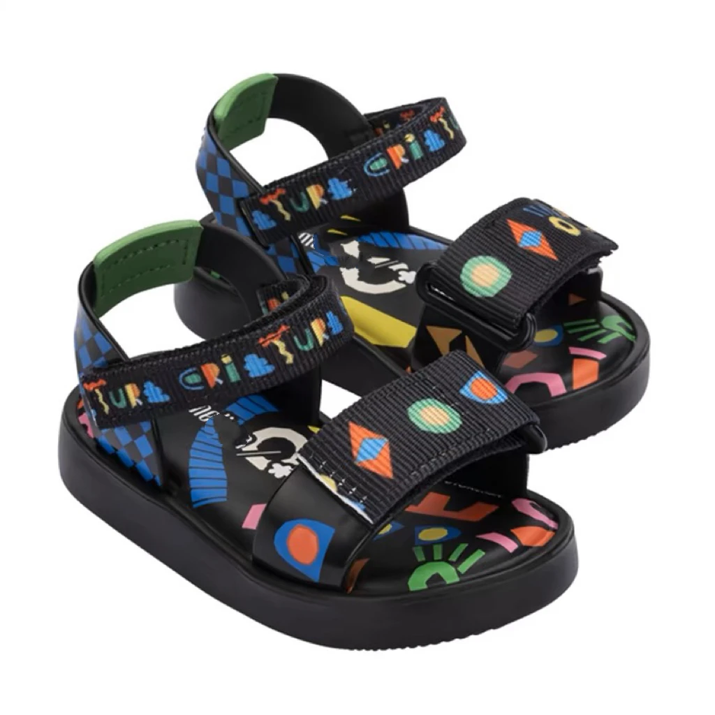 Детские сандалии-желе Mini Melissa с открытым носком повседневная плетеная обувь в