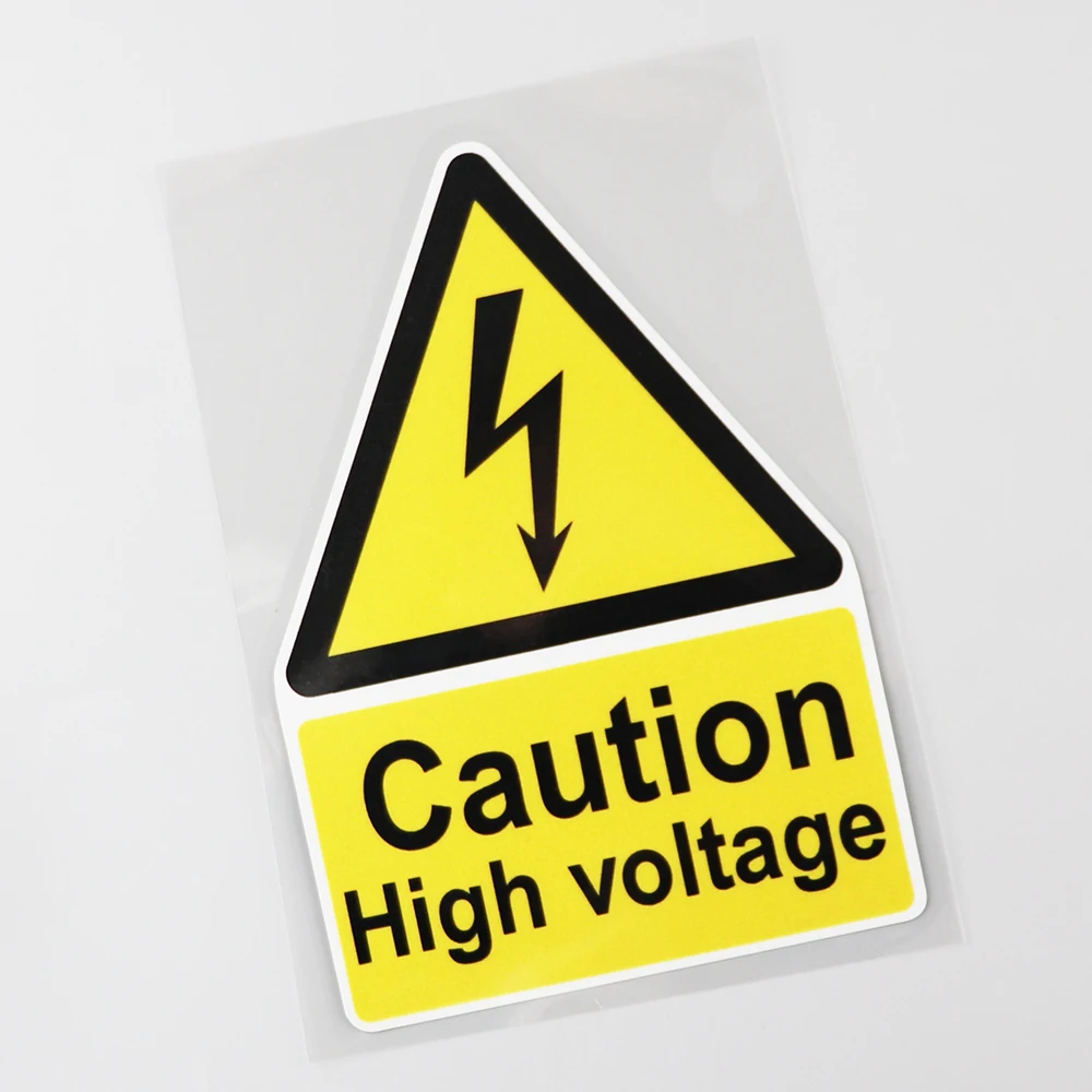 

Caution High Voltage Sign Warning Security Decal PVC Car Sticker 10.1CM×14.8CM