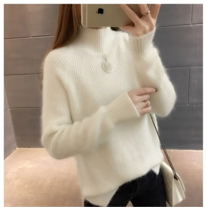 

Autumn Colorblock Stand Long Fashion Sleeve Knit Women Sweater Jumper Tops GRAY22