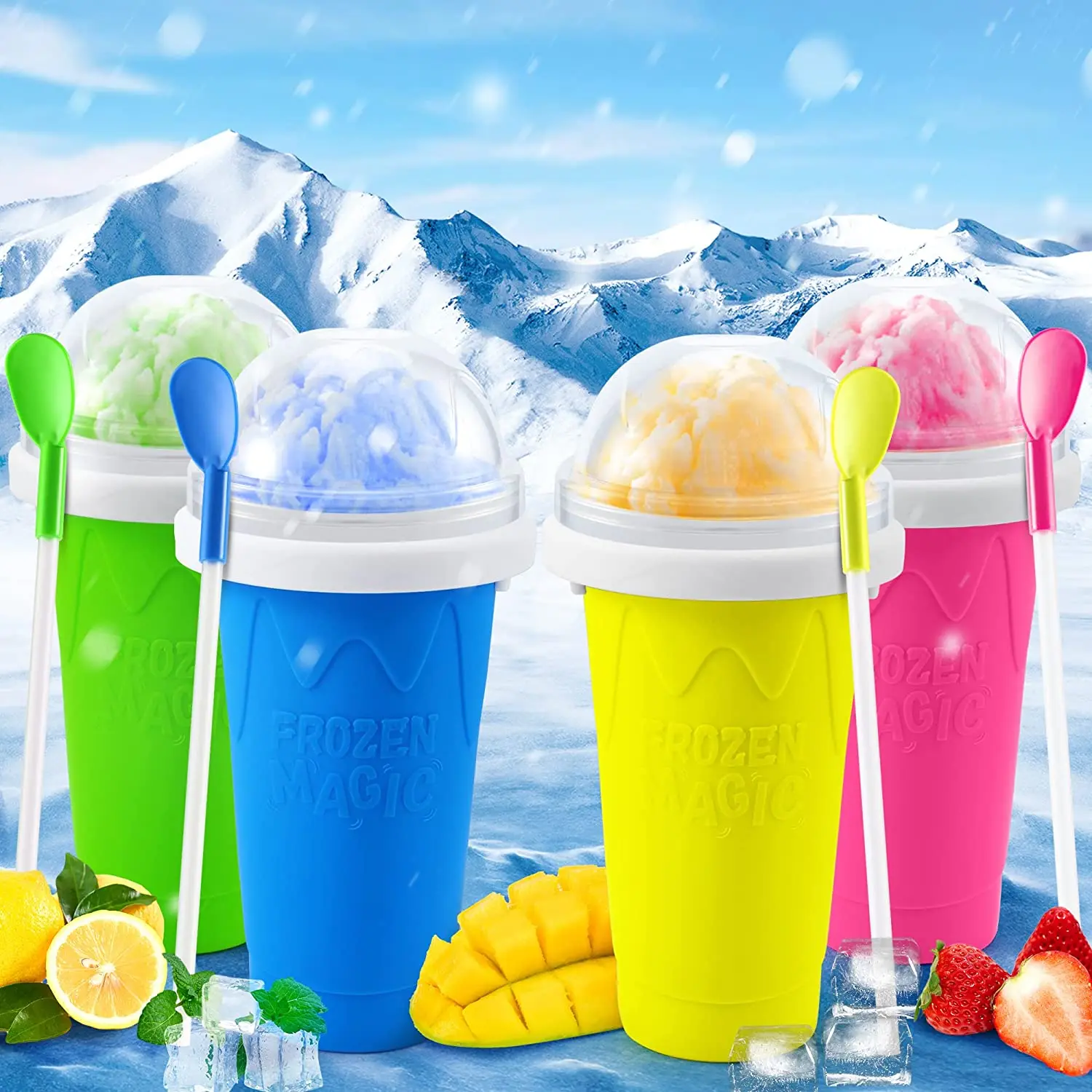 

Smoothies Cup Ice Cream Maker Quick-Frozen Silicone Squeeze Cup DIY Milkshake Bottle Slushy Maker Water Bottle Cooling Cup