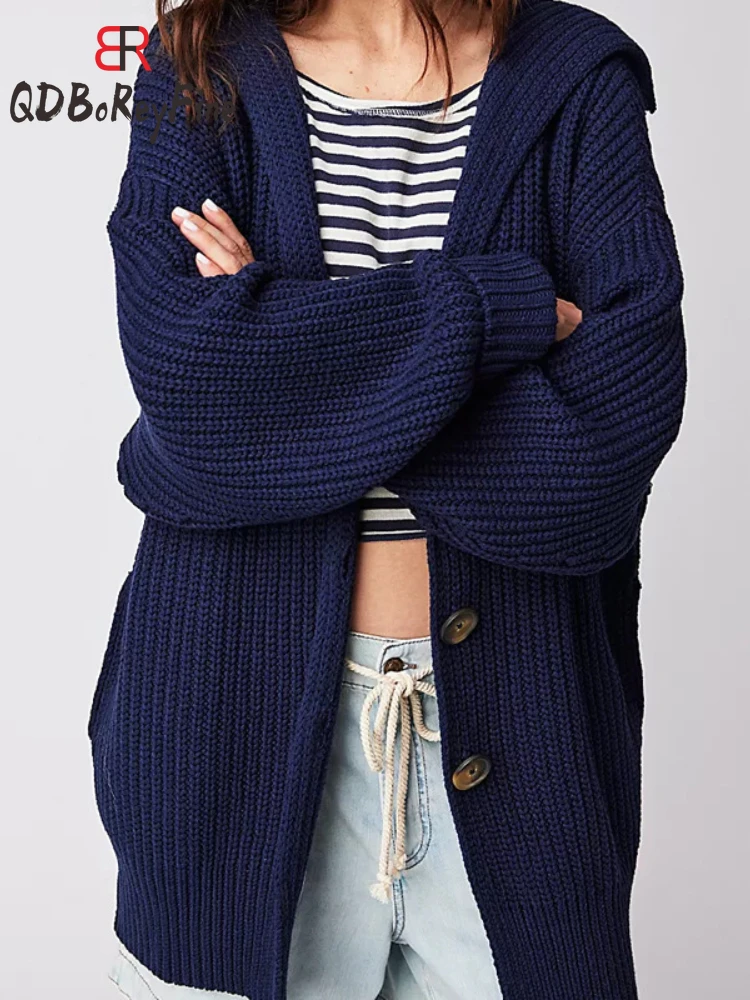 

Autumn Winter Knitted Women Sweater Long Sleeve Tops Coats Korean Fashion Warm Casual Long Pink Oversized Cardigan for Women