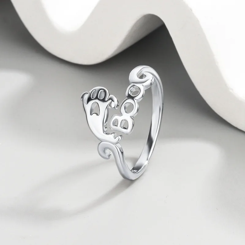 Кольцо женское из серебра 925 пробы на Хэллоуин с Тыквой и ведьмой