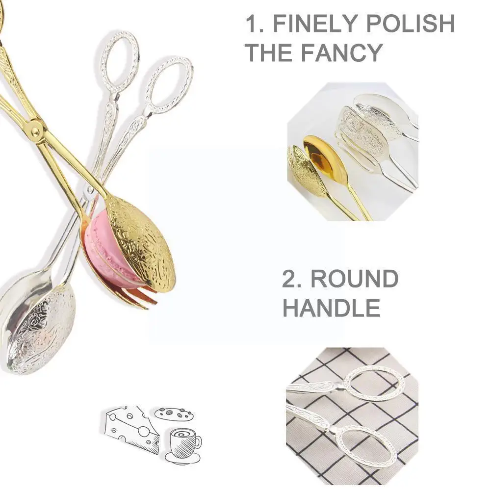 

Женский зажим, домашние Позолоченные винтажные щипцы для еды, зажим для хлеба, десертные зажимы для кухни, барбекю, вечевечерние R4C8