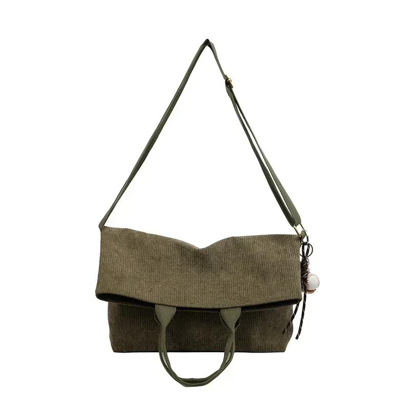 Высококачественные вельветовые сумки через плечо с застежкой новинка 2025 большие