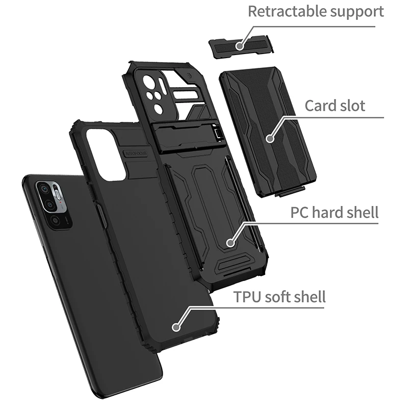 King Kong Card Bag Holder Phone Case For Xiaomi Redmi Note 10 9T 9A 9C 9 X 3 Fully Wrapped Anti Seismic Shatterproof Color Cover |