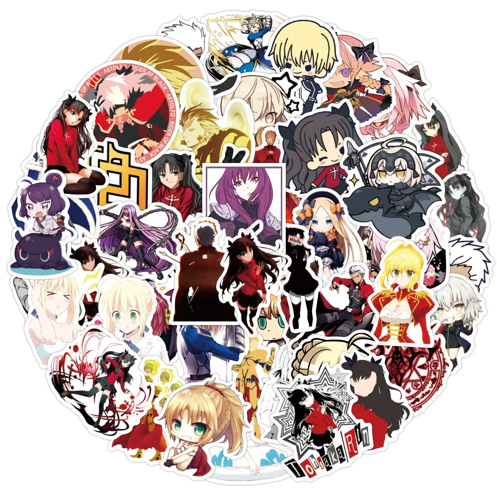 10/50PCS Anime Fate Stay Night Waterproof Sticker for Stationery Decal Pegatina PS4 Skateboard Laptop Guitar Cartoon Stickers