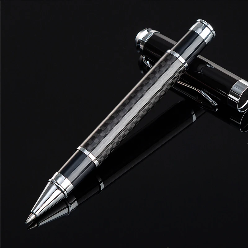 

Classic Design Business Men Luxury Metal Carbon Fiber Roller Ballpoint Pens 0.5mm Black School Office Gift Writing Signature Pen