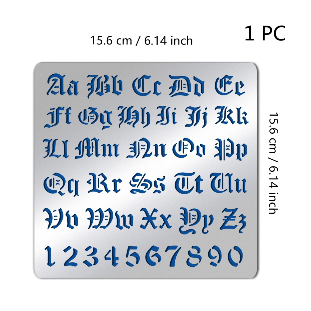 Matte Metal Letters Stencils Gothic A to Z Alphabet Number Stencil Template for Painting Wood Burning Leather Burning Engraving