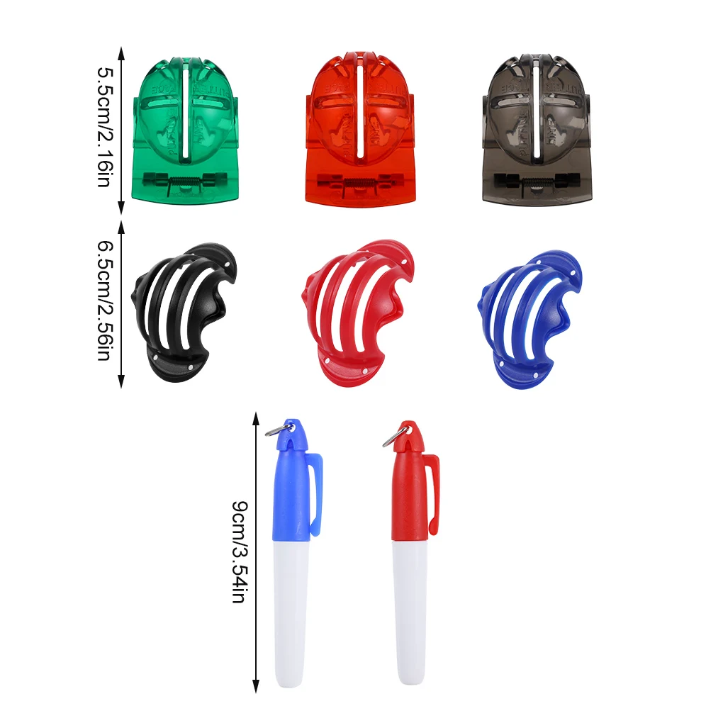 

8pcs Golf Line Markers Plastic Golf Putting Markers 3 Slots Ball Alignment Drawing Liners with Marking Pen