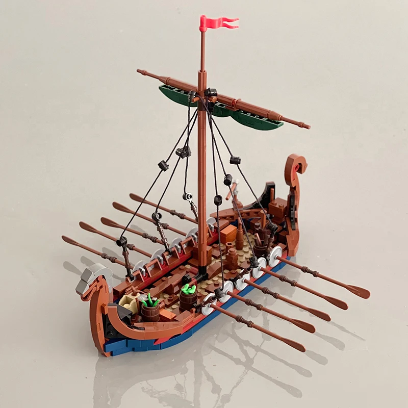 

Expert Creative Medieval Viking Ship Model Building Blocks MOC Idea Sodiers Figures Boat Bricks Assenbly toys for Boys Gifts