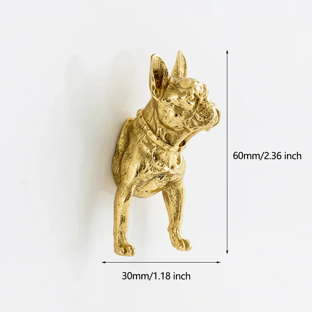 Латунные ручки для дверей в виде головы собаки, золотые ручки для ящиков в виде хвоста собаки