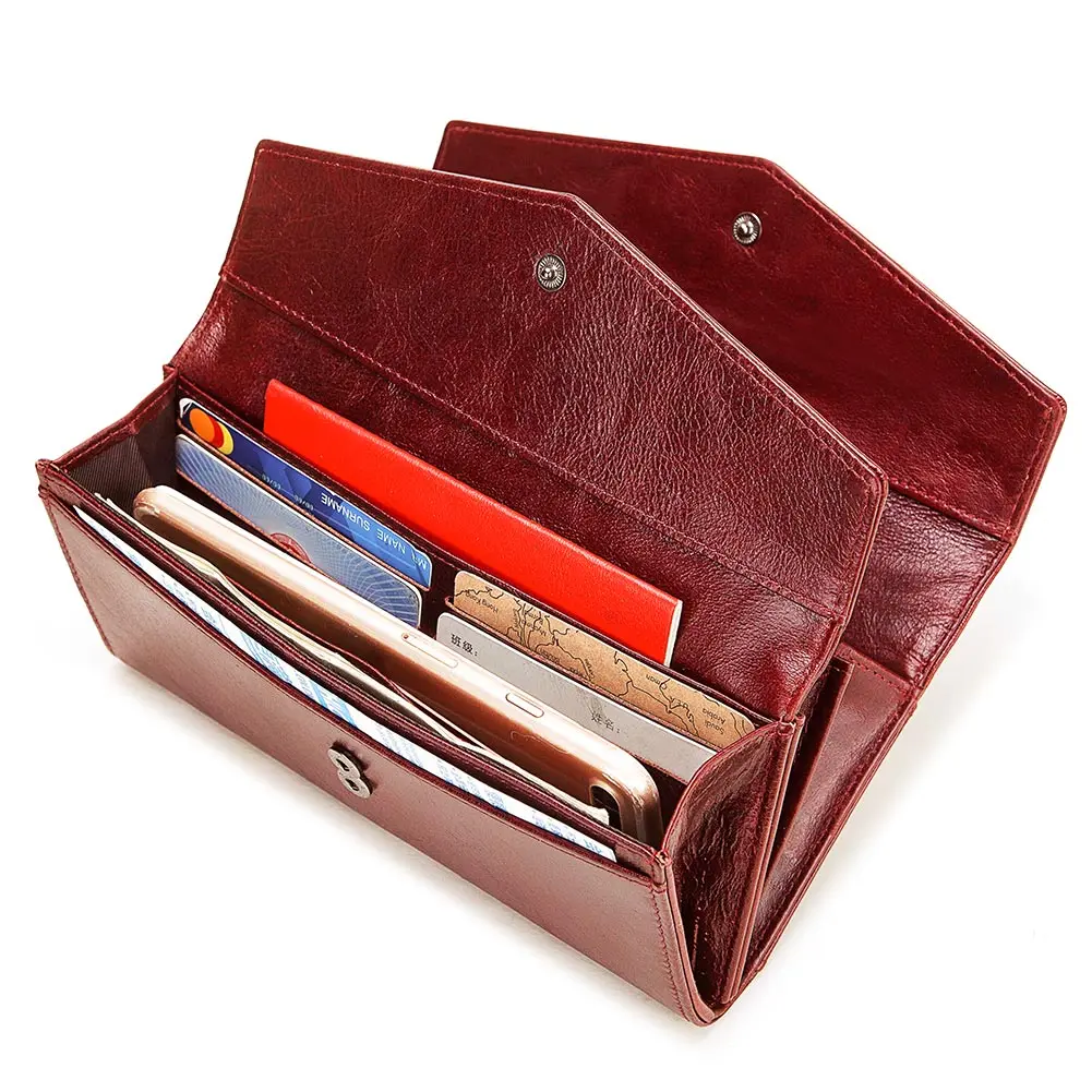 KAVIS кошельки из 100% натуральной кожи длинные женские сумки на молнии повседневный