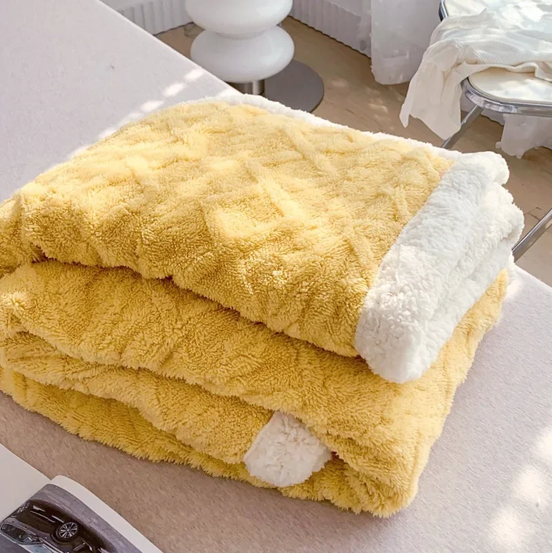Winter Heavy Coral Velvet Blanket Office Nap Sofa Single Double Cover Blankets for Beds Summer Camp