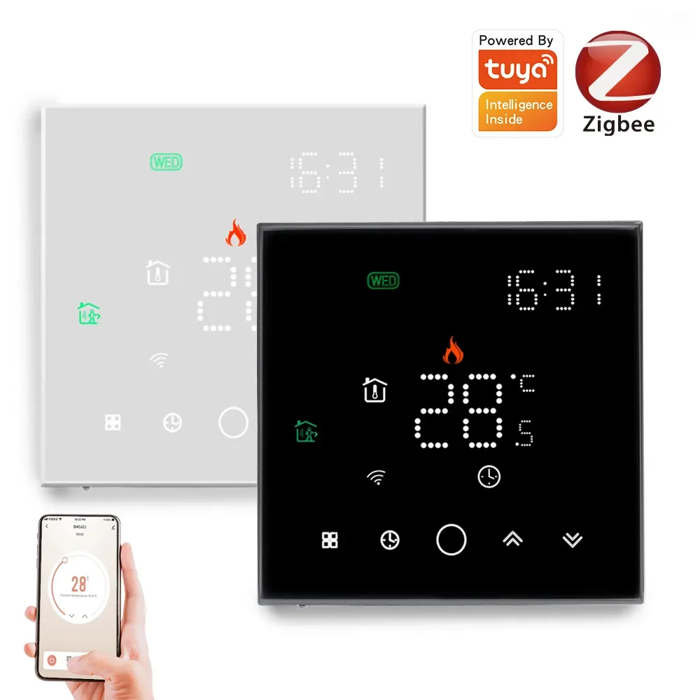 

NEW2023 Zigbee termostat LCD szkło panelowe do inteligentnego domu APP elektryczny/wodny podłogowy ogrzewanie podłogowe czar