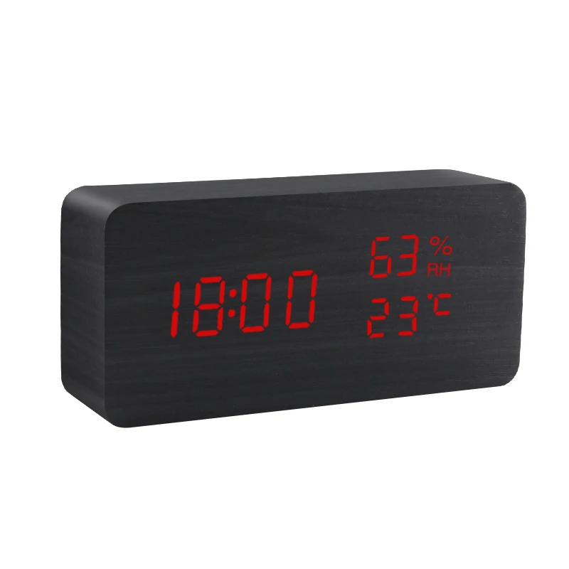 

Digital Wood LED Wooden Watch with Voice Control Alarm Clock